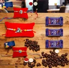 Combo of 3 Pcs Rakhi, 4.5 inch Plate, Greeting Card, Roli Chawal & 3 Pcs Chocolate 