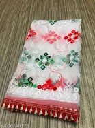 Net Embroidered Scarves for Women, White 