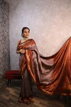 Banarasi Silk Woven Saree for Women (Peach, 6.3 m)