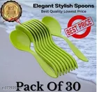 Plastic Table Spoons (Green, Pack of 30)