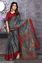 Chiffon Printed Saree for Women, Maroon 