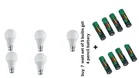 7 W LED Bulbs (5 Pcs) with 4 Pcs Battery (White, Set of 2)