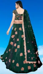 Net Embroidered Semi Stitched Lehenga for Girls 