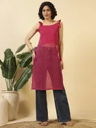 White Tie Up Georgette Kurti for Women 