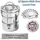 Double Layer Lunch Box with 12 Pcs Spoon 