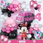 Minnie Mouse Theme 4th Happy Birthday Decoration,Multicolour,Set Of 1