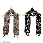 Poly Chiffon Printed Scarves for Women, Multicolor, Pack of 2