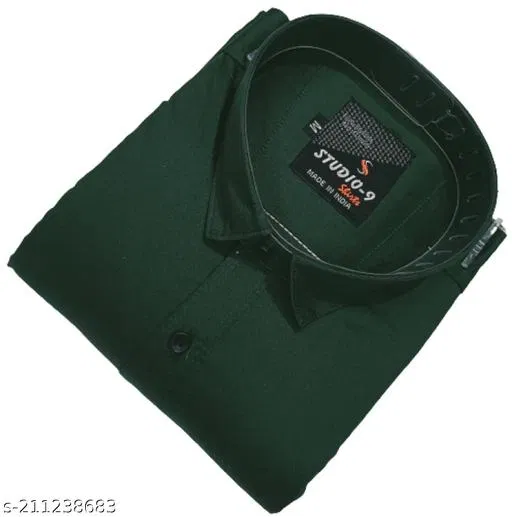 Cotton Blend Solid Shirt for Men, Green (XXL) Pack of 1