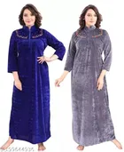 Velvet Nightdress Set for Women 