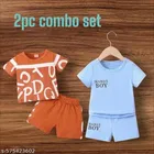 Hosiery Cotton Printed Clothing Set for Kids, Multicolor, Pack of 2 