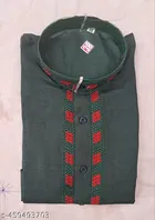 Cotton Solid Kurta for Men, Green 