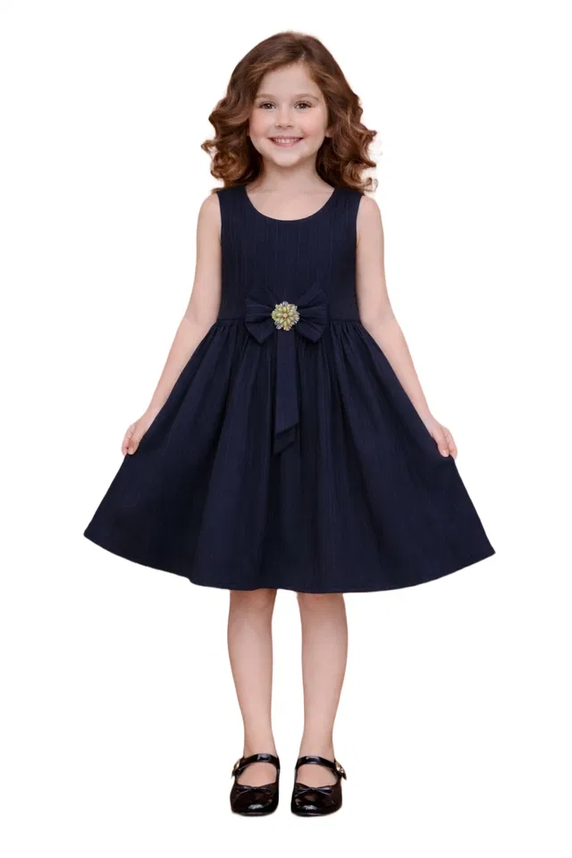 Printed Frock for Girls (Navy Blue, 1-2 years)