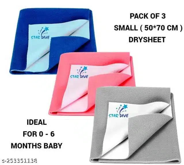Cotton Mattress Protection Sheet (Multicolor, 28x20 inches) (Pack of 3)