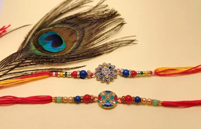 Metal Rakhi for Raksha Bandhan (Multicolor, Pack of 2)