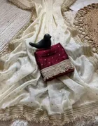 Bollywood Satin Butti Embroidered Saree for Women 