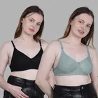 Cotton Solid Non Padded Bra for Women, Multicolour, Pack of 2 