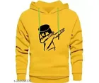 Fleece Printed Hoodie for Men (Mustard, XL)