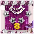 8th Happy Birthday Balloon Decoration Kit, Magenta, Set of 1