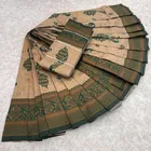 Litchi Silk Zari Embroidered Saree for Women, Cream 