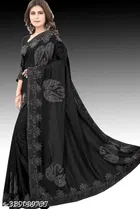 Georgette Saree for Women, Black 