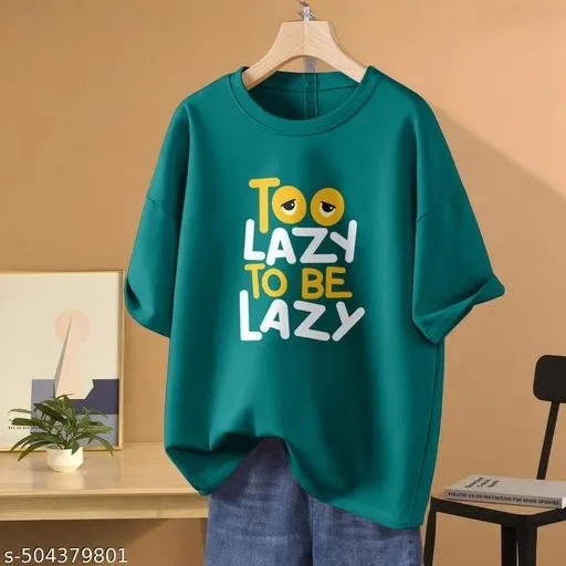Cotton Blend Printed T-Shirt for Women, Green (XXS)