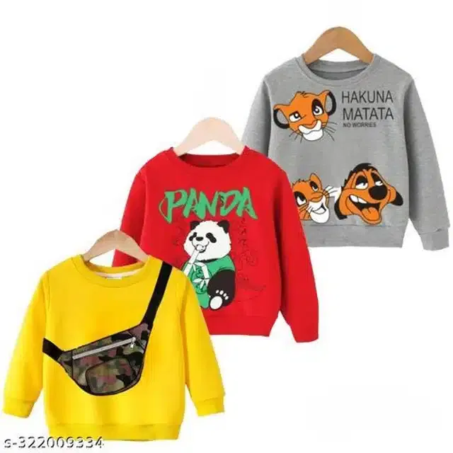 Full Sleeves Sweatshirts for Kids (Multicolor, 1-2 Years) (Pack of 3)