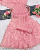 Jimmy Choo Solid Saree for Women, Baby Pink 