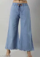 Denim Solid Palazzo for Women 