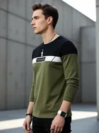 Poly Blend T-Shirts for Men, Black & Olive 