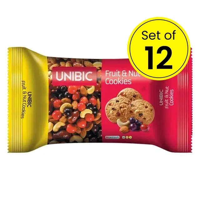 यूनिबिक फ्रूट एंड नट कुकीज, 12X30 g (पैक ऑफ 12)