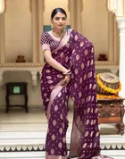 Banarasi Purple Art Silk Printed Saree for Women