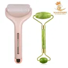 Majestique Facial Tools Jade Roller with Ice Roller for Face and Gua Sha Set Facial Skin Roller 