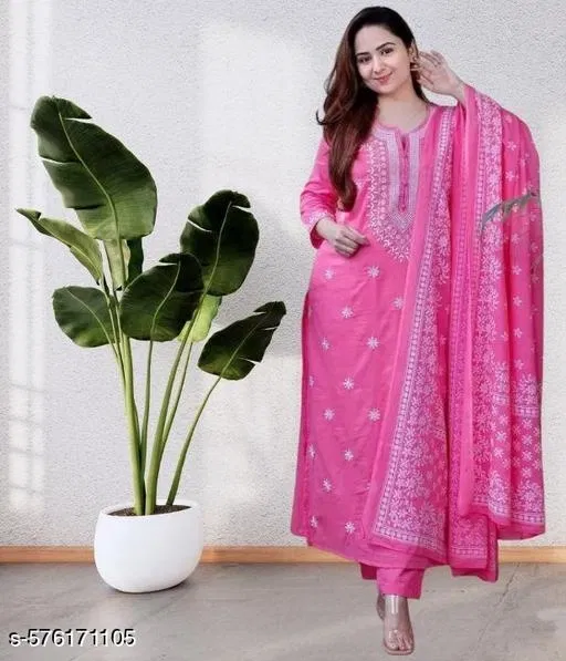 Kurta Set for Women (Pink, S)