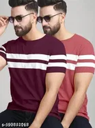 Cotton Blend T-shirt for Men, Multicolour, Pack of 2 