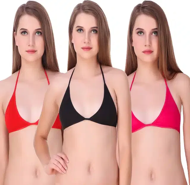 Cotton Blend Non Padded Bra for Women (Multicolor, 30) (Pack of 3)