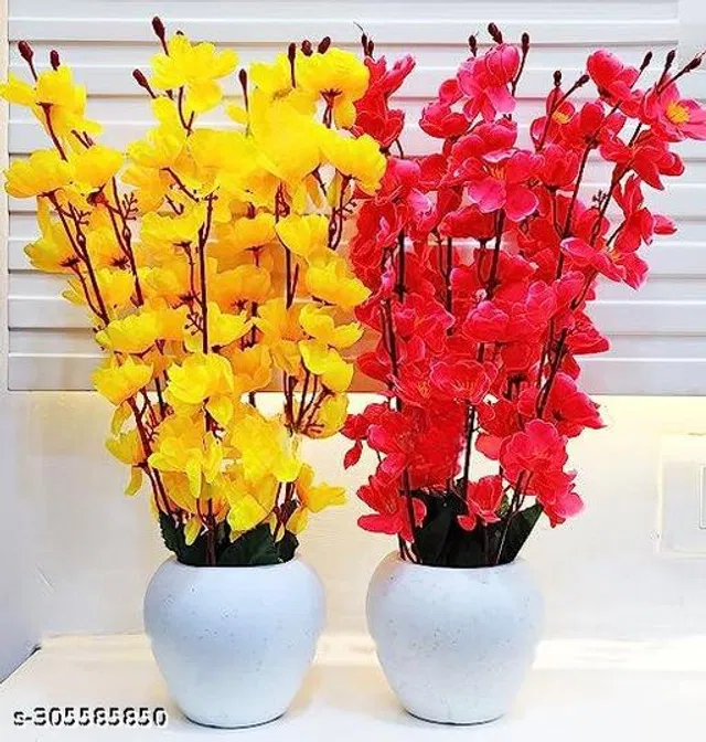 Plastic Artificial Flower (Multicolor, Pack of 2)