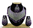 Rhodium Finish Bridal Purple Kundan Choker Set, for Women 