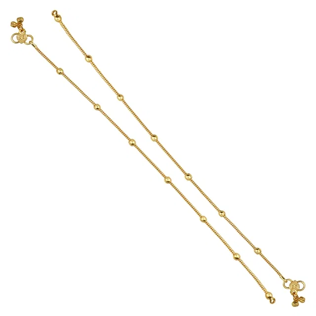 Brass Gold Plated Anklet Set (Gold, Set of 1)