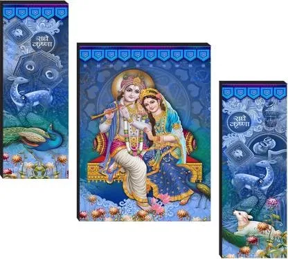 Wooden Modern Art Self Adhesive Wall Painting (Multicolor, 30x2x45 cm) (Set of 3)