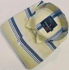 Cotton Blend Striped Shirt for Men, Yellow 