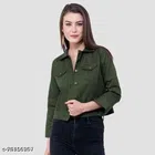 Full Sleeves Solid Jacket for Women & Girls (Olive, S)