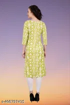 Polycotton Printed Kurti for Women, Green 