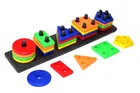 Wooden Shape Sorting & Stacking Board for Kids