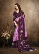 Art Silk Printed Saree for Women, Purple 