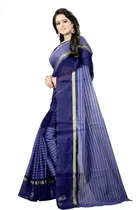 Polycotton Striped Saree for Women 