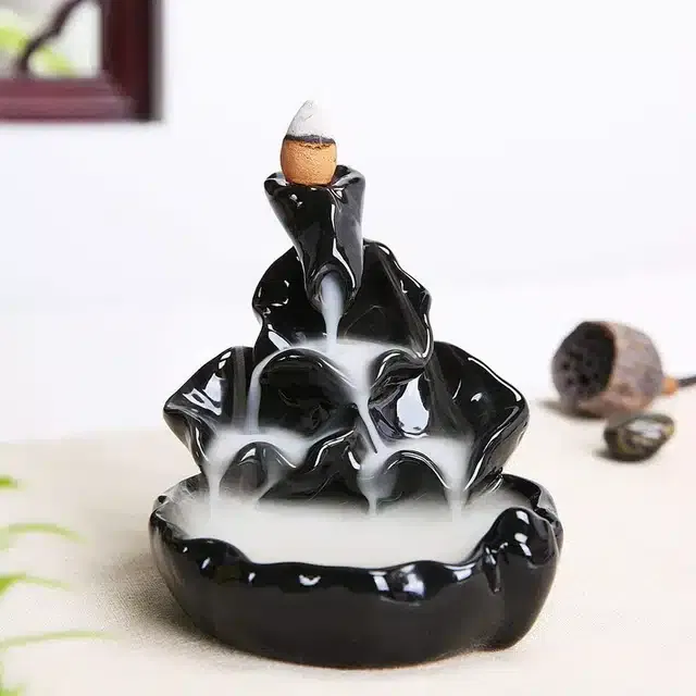 Polyresin Waterfall Showpiece (Black, 12 cm)