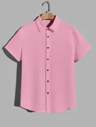 Popcorn Half Sleeves Shirt for Boys (Pink, 8-9 Years)