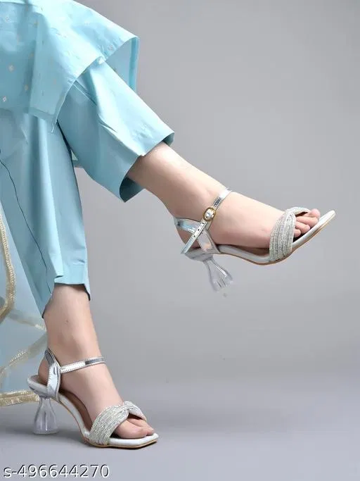 Shoetopia Heel Sandals Silver (IND-8)