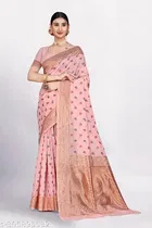 Linen Zari Woven Saree for Women 