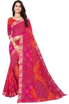 कानूड़ा फैंसी विमेंस जॉर्जेट फ्लावर प्रिंटेड साड़ी 